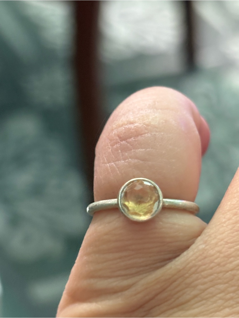Pandora Sterling Silver Ring with Yellow Gemstone